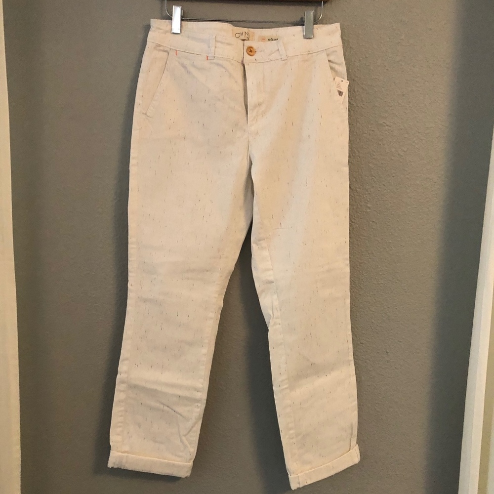 Anthropologie Chino pants white with flecks